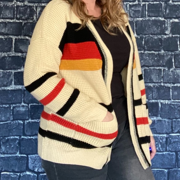 Sweaters - Striped Cardigan